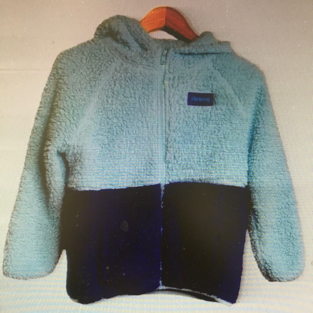 Sherpa Fleece Zip-Up Jacket in Blue and Black